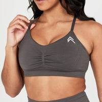Effortless Micro Bralette with White Logo | Deep Taupe