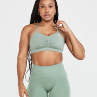Effortless Micro Bralette with White Logo | Sage