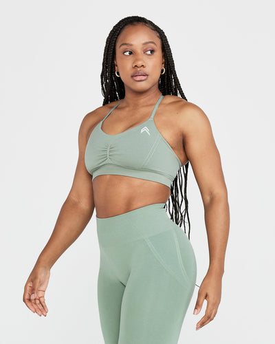 Effortless Micro Bralette with White Logo | Sage