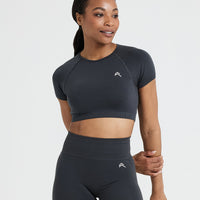 Effortless Seamless Short Sleeve Crop Top | Coal