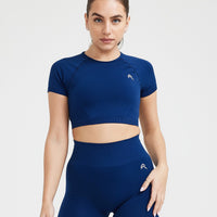 Effortless Seamless Short Sleeve Crop Top | Midnight