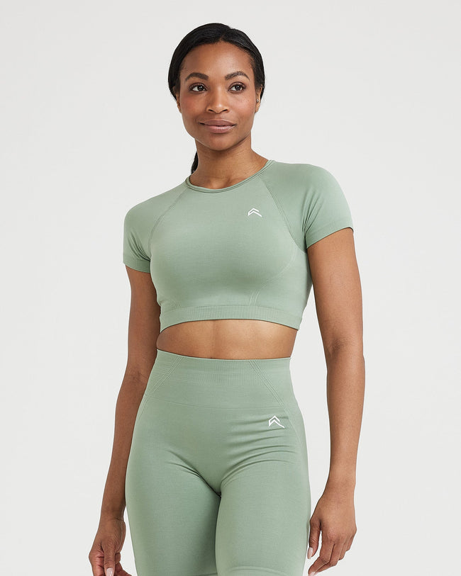 Effortless Seamless Short Sleeve Crop Top | Sage