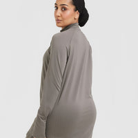 Go To Seamless Loose Long Sleeve Longline Top | Ash Grey