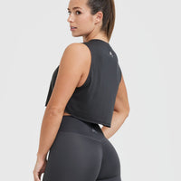 Go To Muscle Crop Vest | Coal
