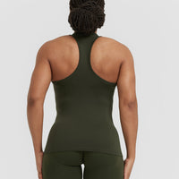 Go To Seamless Fitted High Neck Vest | Khaki