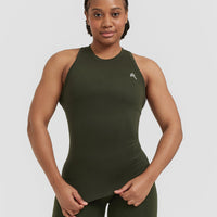 Go To Seamless Fitted High Neck Vest | Khaki