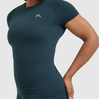 Go To Seamless Fitted Top | Oil Blue