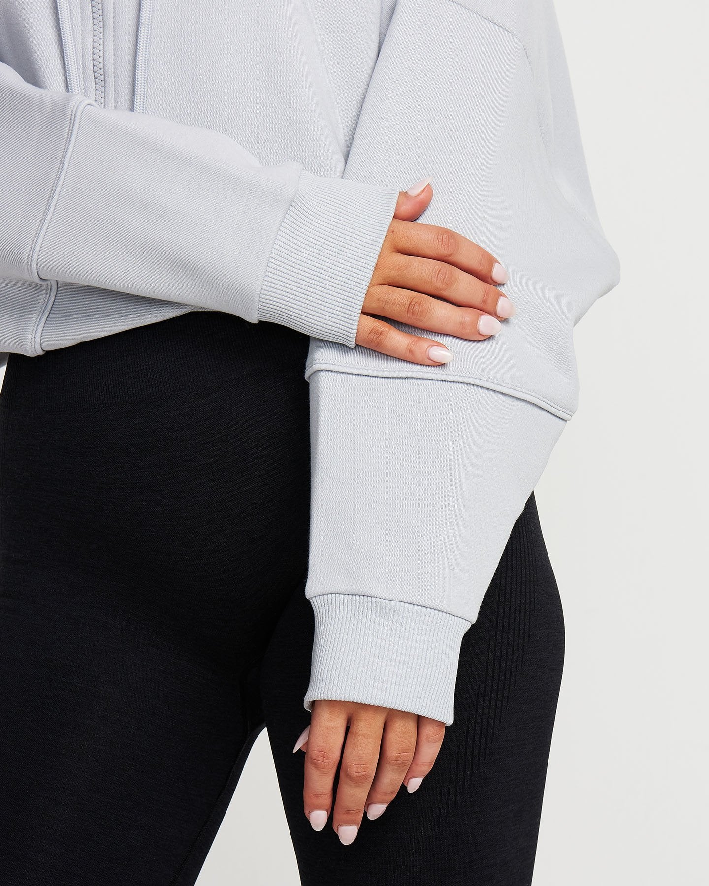 Classic Crop Zip Hoodie | Grey
