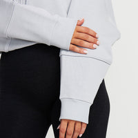 Classic Crop Zip Hoodie | Grey