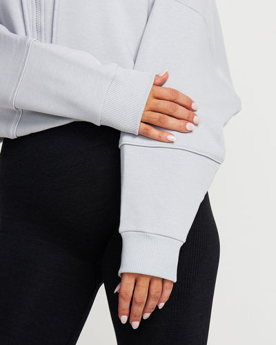Classic Crop Zip Hoodie | Grey
