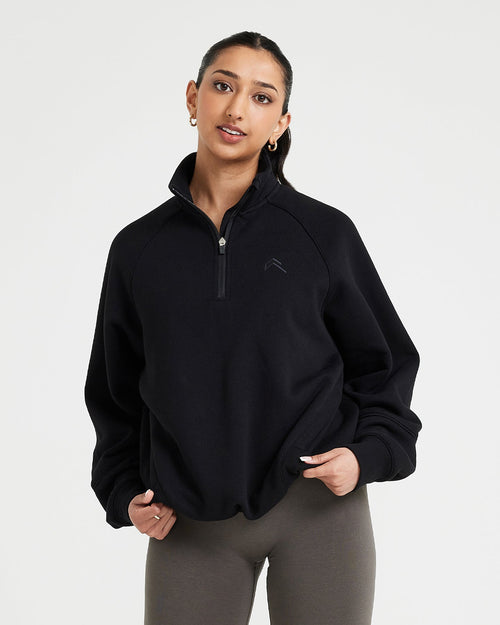 Oner Modal Classic Lounge 1/2 Zip Sweatshirt | Black