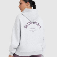 Raising the Bar Graphic Unisex Oversized Hoodie | Light Grey Marl