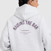 Raising the Bar Graphic Unisex Oversized Hoodie | Light Grey Marl