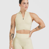 Timeless Half Zip Crop Tank | Vanilla