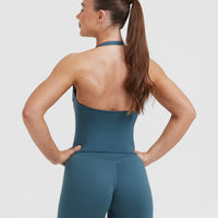 Timeless Halter Neck Mid Vest | Lake Blue