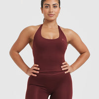 Timeless Halter Neck Mid Vest | Mulled Wine