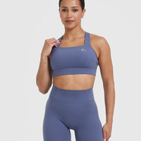 Timeless Wide Strap Sports Bra | Slate Blue
