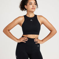 Classic Seamless Crop Top | Black Marl