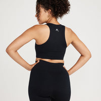 Classic Seamless Crop Top | Black Marl