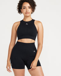 Classic Seamless Crop Top | Black Marl
