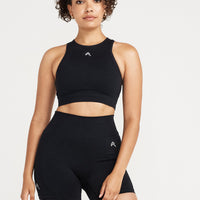 Classic Seamless Crop Top | Black Marl