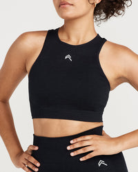 Classic Seamless Crop Top | Black Marl