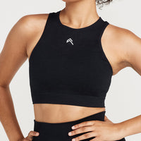 Classic Seamless Crop Top | Black Marl
