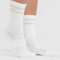 Varsity Crew Socks 3 Pack | Off White/Blue/White