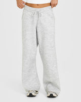 Oversized Knit Straight Leg Bottoms | Light Grey Marl