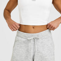 Oversized Knit Straight Leg Bottoms | Light Grey Marl