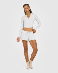 At Home Night Button Down Long Sleeve Top | Grey Marl