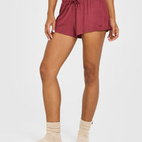 At Home Night Shorts | Burnt Maroon Red