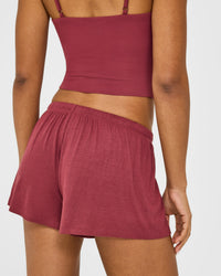 At Home Night Shorts | Burnt Maroon Red