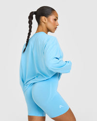 Classic Oversized Lightweight Long Sleeve Top | Arctic Blue