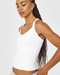 Cotton Racer Back Fitted Vest | White
