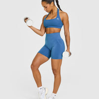 EasyLift™ Halter Bralette with White Logo | Ocean Blue