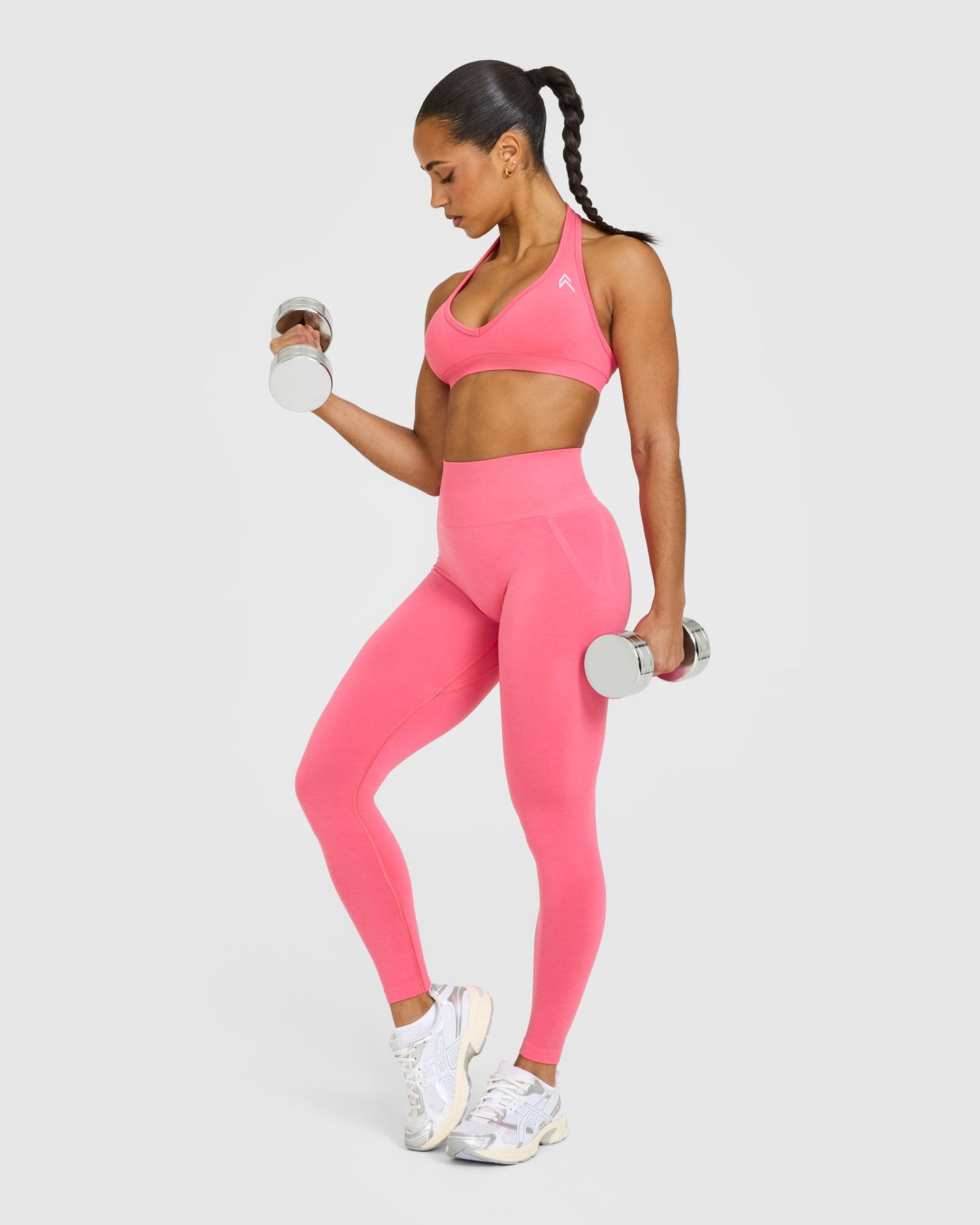 EffortlessLift™ Seamless Leggings with White Logo | Hot Girl Pink