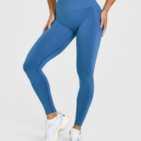 EffortlessLift™ Seamless Leggings with White Logo | Ocean Blue