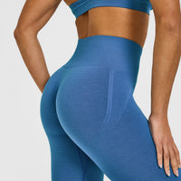 EffortlessLift™ Seamless Leggings with White Logo | Ocean Blue