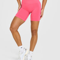 Effortless Seamless Shorts with White Logo | Hot Girl Pink
