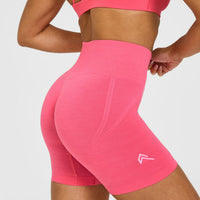 EffortlessLift™ Seamless Shorts with White Logo | Hot Girl Pink