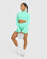 EnhanceLift™ Seamless Crop Jacket with White Logo | Peppermint Green