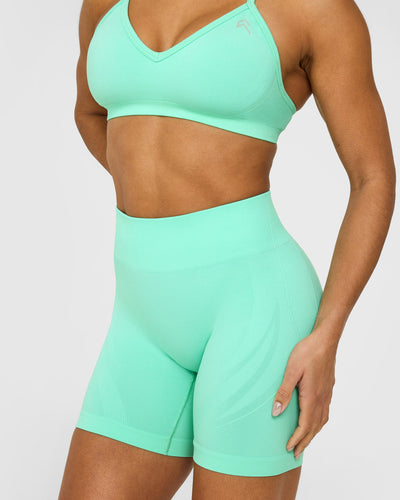 EnhanceLift™ Seamless Shorts with White Logo | Peppermint Green