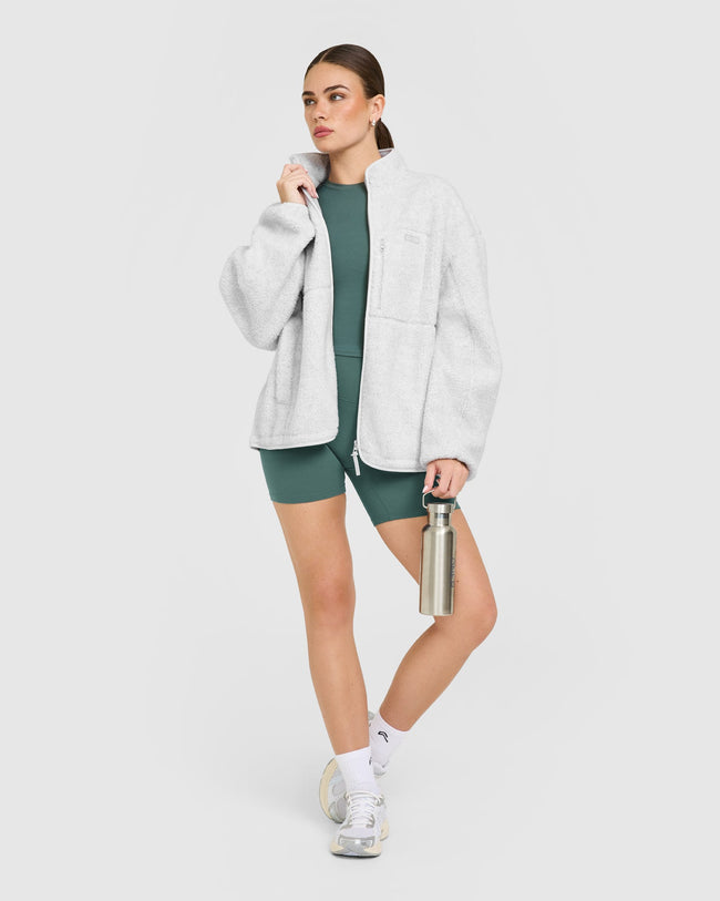 Fleece Jacket with Chest Pocket | Heather Grey