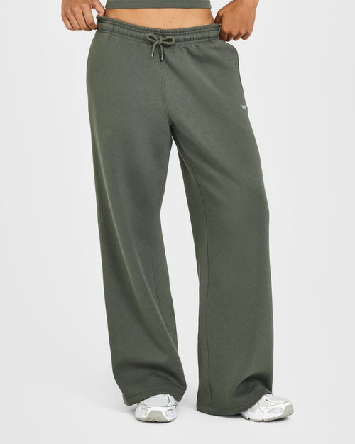 Jersey Tracksuit Straight Leg Joggers | Dark Khaki