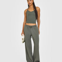 Jersey Tracksuit Straight Leg Joggers | Dark Khaki