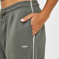 Jersey Tracksuit Straight Leg Joggers | Dark Khaki