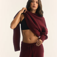 Oversized Knit Crew Neck Sweatshirt | Rosewood