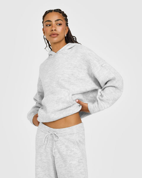 Oversized Knit Hoodie Light Grey Marl | Oner Active EU