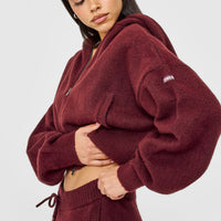 Oversized Knit Zip Through Mid Hoodie | Rosewood